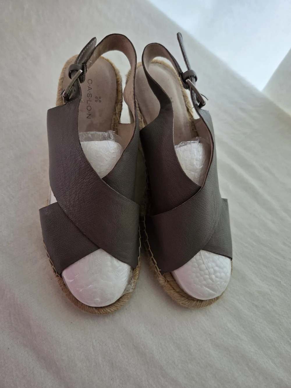 Nordstrom Taupe Gray Crisscross Espadrille Slingback Sandals Quality Leather